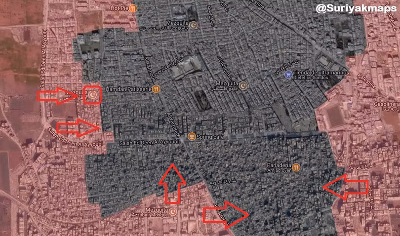 Quân đội Syria đánh chiếm khu phố Hajar Aswad, tiến công chia cắt quận Yarmouk. Ảnh minh họa Muraselon
