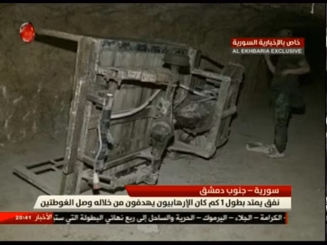 Đường hầm Đông Ghouta, cửa ngõ hai Ghouta ở Damascus, ảnh minh họa video Alikhbaria Syria 