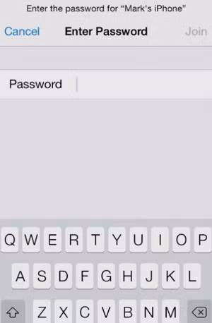 Hướng dẫn phát WiFi bằng iPhone: Nhập mật khẩu để vào mạng bằng điểm truy cập vừa tạo trên iPhone của bạn từ thiết bị khác. Hướng dẫn phát WiFi bằng iPhone: Nhập mật khẩu để vào mạng bằng điểm truy cập vừa tạo trên iPhone của bạn từ thiết bị khác.