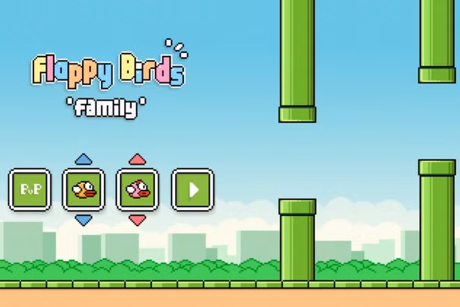 Flappy Birds Family có thể chơi 2 người cùng lúc, chia đôi màn hình tivi.