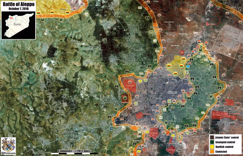 Bản đồ chiến sự thành phố Aleppo ngày 07.10.2016