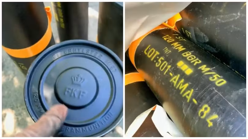 Đạn cối BGR M / 50 120mm của quân đội Ukraine. Tháng 8/2022. Ukraine. Ảnh video Ukraine Weapons Tracker Ukraine Đạn cối BGR M / 50 120mm của quân đội Ukraine. Tháng 8/2022. Ukraine. Ảnh video Ukraine Weapons Tracker Ukraine
