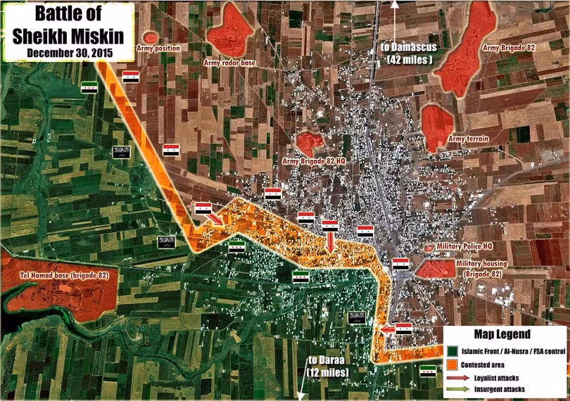 Quân đội Syria nỗ lực chiếm hoàn toàn thành phố Sheikh Miskeen