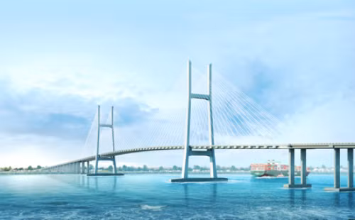 Phối cảnh cầu Cao Lãnh bắc qua sông Tiền. Phối cảnh cầu Cao Lãnh bắc qua sông Tiền.