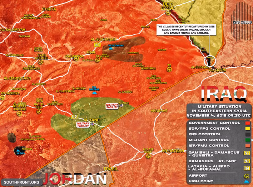 Toàn cảnh bản đồ chiến sự Syria tính đến ngày 03.11.2018 theo South Front.