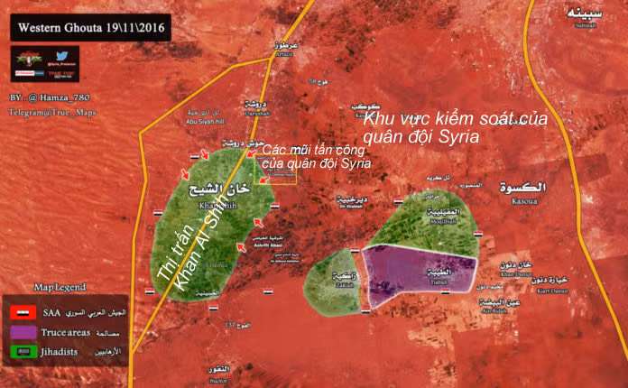 Bản đồ chiến sự khu vực Tây Ghouta