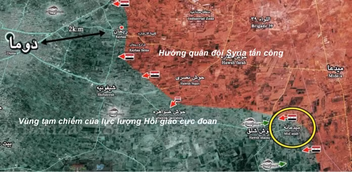 Bản đồ chiến sự khu vực Đông Ghouta