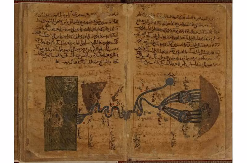 Những hình vẽ của Al-Khwarizmi trong cuốn sách Kitab Surat-al-ard (thế kỷ 11) được xem là bản đồ sớm nhất về sông Nile. Ảnh: Wiki Commons