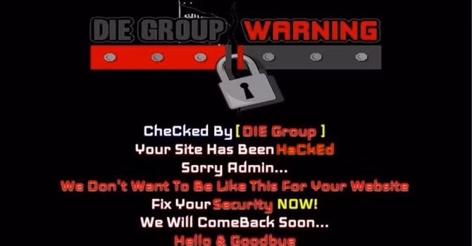 Đến sáng 12/3, giao diện website phanchutrinh.edu.vn vẫn còn treo hình ảnh bị hack của nhóm Die Group. - Ảnh: SecurityDaily.