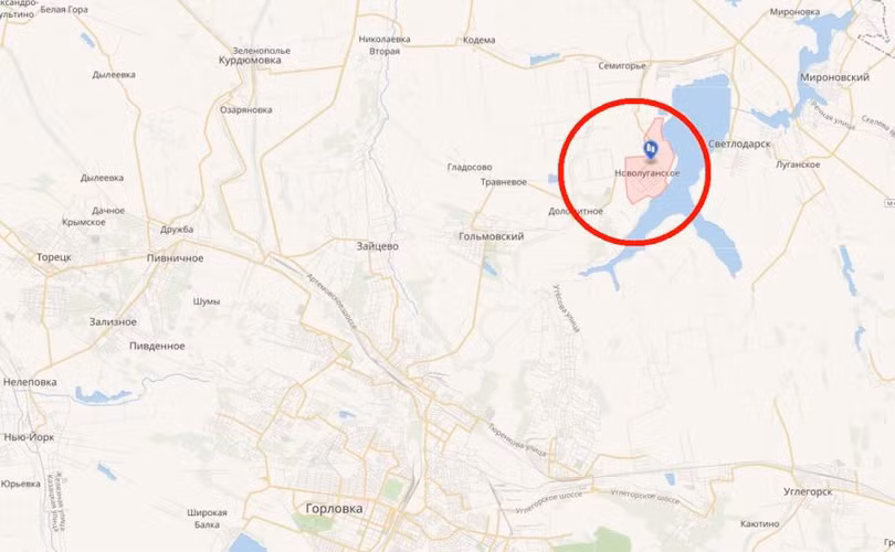 Quân đội Nga và dân quân Donetsk tiến vào làng Novoluganskoye. Ảnh RIA.FAN. Quân đội Nga và dân quân Donetsk tiến vào làng Novoluganskoye. Ảnh RIA.FAN.