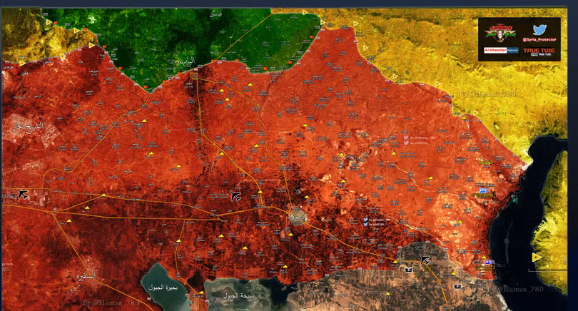 Bản đồ tình hình chiến sự vùng nông thôn phía đông Aleppo