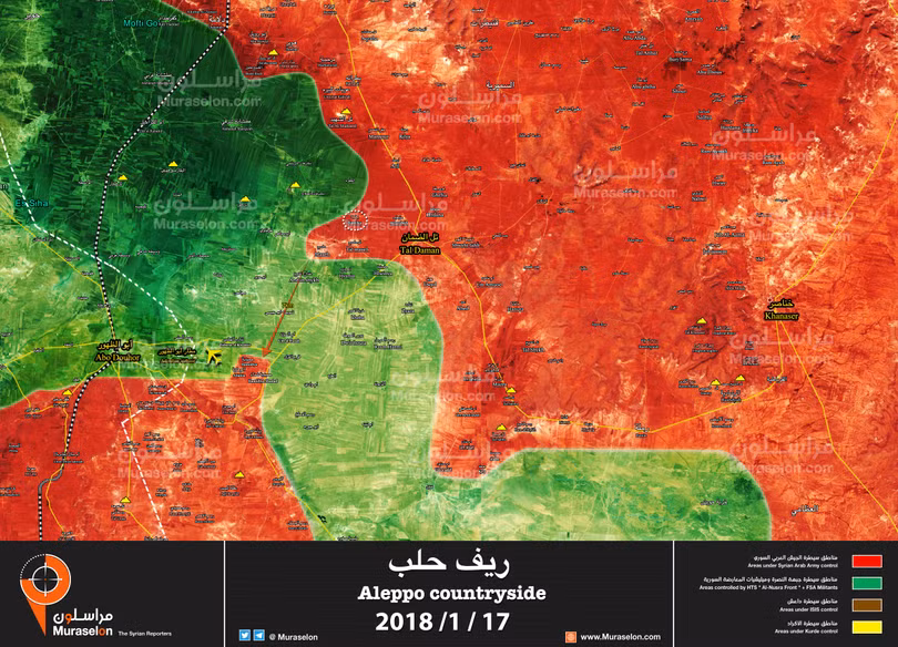 Bản đồ tình hình chiến sự Aleppo, Vệ binh Cộng hòa giải phóng thêm một thị trấn mới - ảnh Muraselon