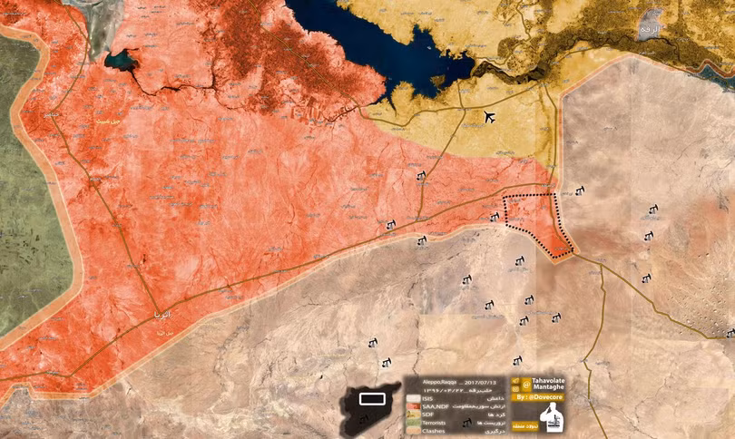 Bản đồ chiến tuyến của lực lượng Tiger trên chiến trường Raqqa - Homs