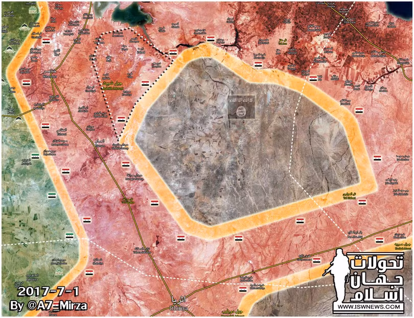 Bản đồ cuộc tấn công truy quét IS của quân đội Syria trên vùng nông thôn Aleppo