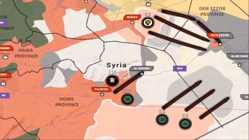Các mũi tiến công chính của quân đội Syria trên chiến trường Homs - Raqqa