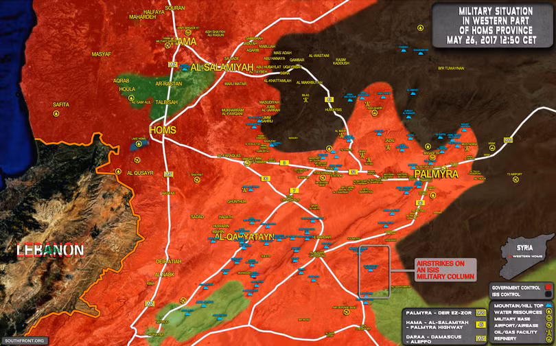 Không quân Nga-Syria huỷ diệt đoàn xe 35 chiếc của IS về sào huyệt Raqqa ảnh 1