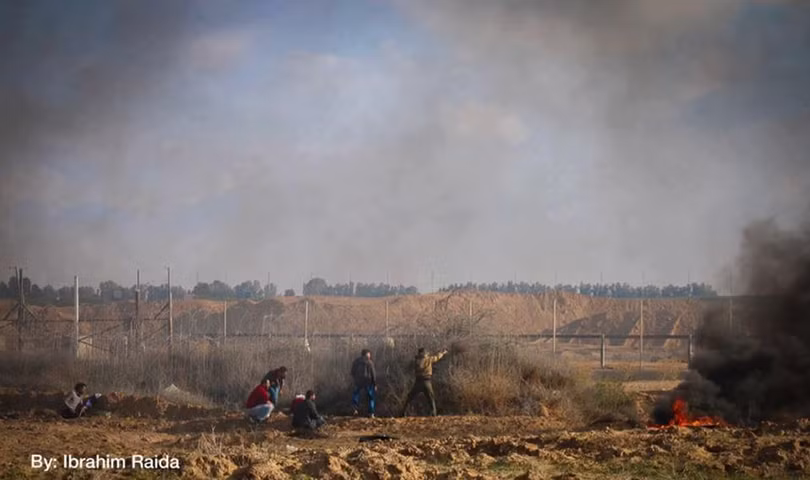 Cuộc biểu tình bị đàn áp của người dân Palestine trên dải Gaza - ảnh minh họa Masdar News