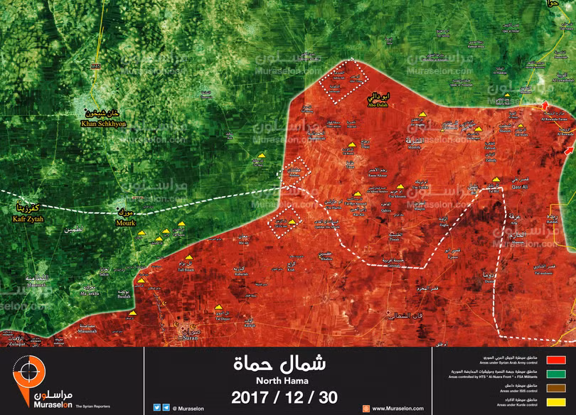 Những ngôi làng quân đội Syria giải phóng ngày 30.12.2017 - ảnh Muraselon