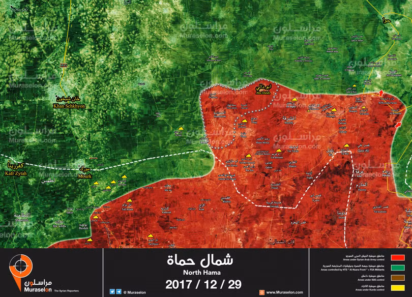 Bản đồ tình hình chiến sự khu vực nam Idlib - ảnh Muraselon