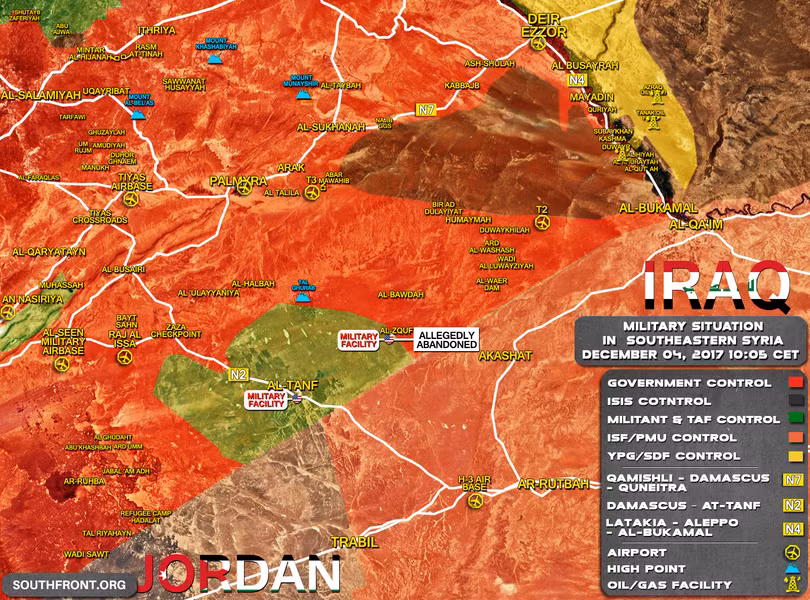 Bản đồ tình hình chiến sự Syria ngày 04.12.2017 theo South Front