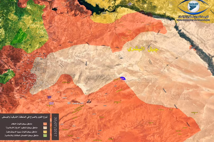 Bản đồ tình hình chiến sự trung tâm Syria tính đến ngày 30.07.2017