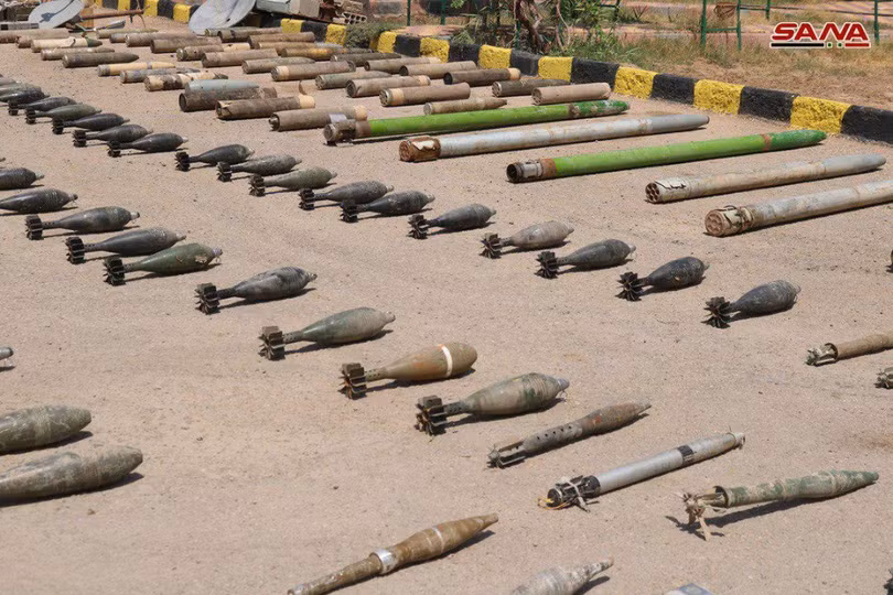 Một số vũ khí quân đội Syria phát hiện được trong kho bí mật ở Deir Ezzor. Ảnh SANA Một số vũ khí quân đội Syria phát hiện được trong kho bí mật ở Deir Ezzor. Ảnh SANA