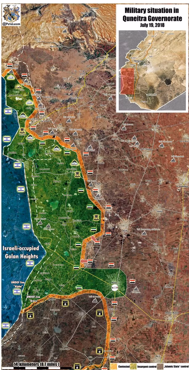 Bản đồ khu vực tỉnh Daraa - Quneitra ngày 19.07.2018 theo South Front Bản đồ khu vực tỉnh Daraa - Quneitra ngày 19.07.2018 theo South Front