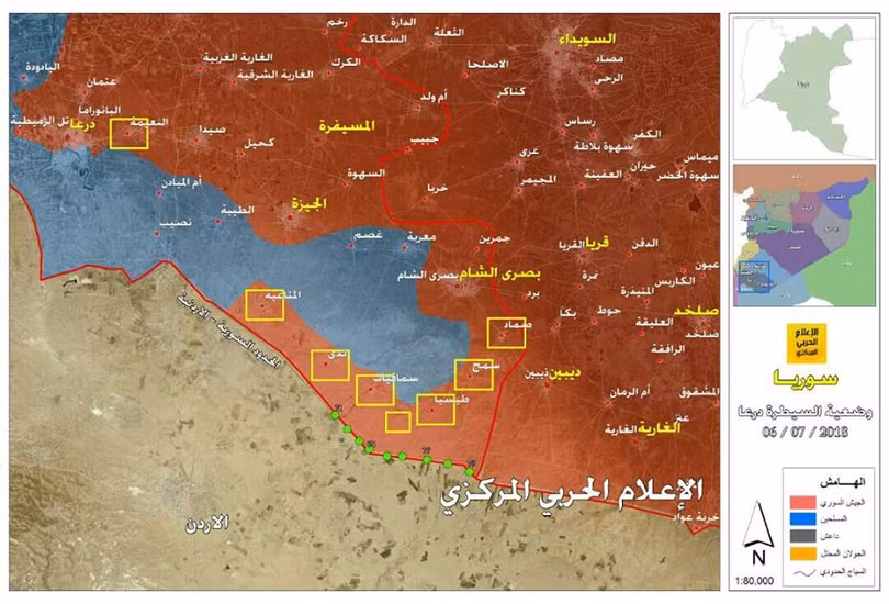 Những căn cứ địa và trạm biên phòng đã được thu giữ trong ngày. Ảnh Hezbollah Những căn cứ địa và trạm biên phòng đã được thu giữ trong ngày. Ảnh Hezbollah