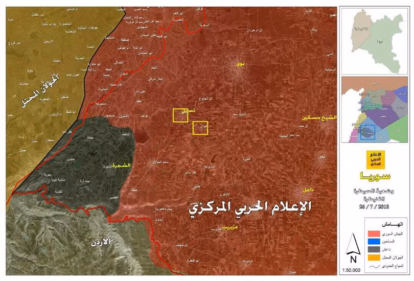 Chiến tuyến quân đội Syria và những địa danh chiến lược vừa giải phóng. Ảnh Hezbollah Syria