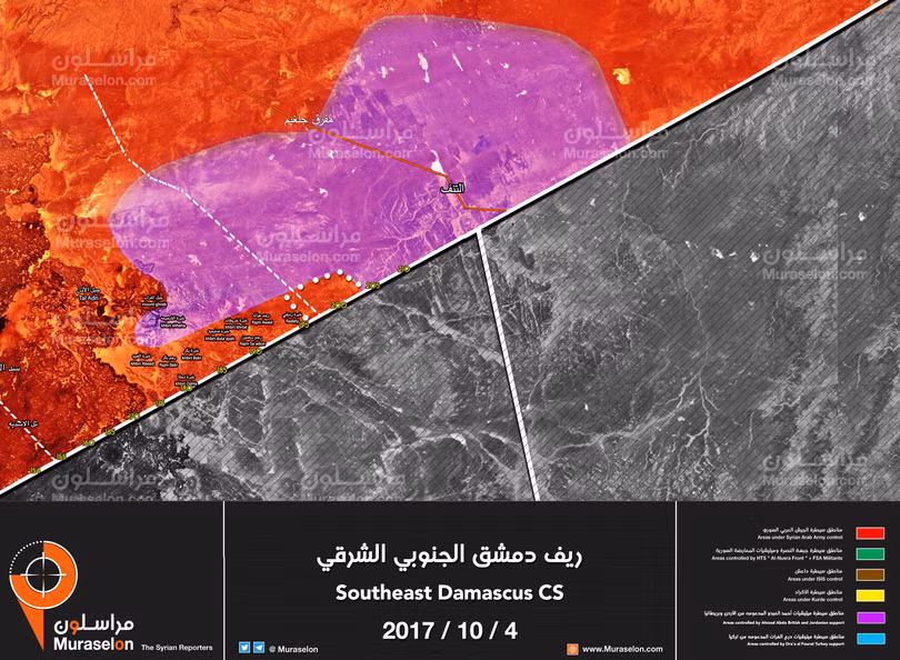 Khu vực quân đội Syria giải phóng trên chiến trường biên giới Jordan - ảnh Muraselon