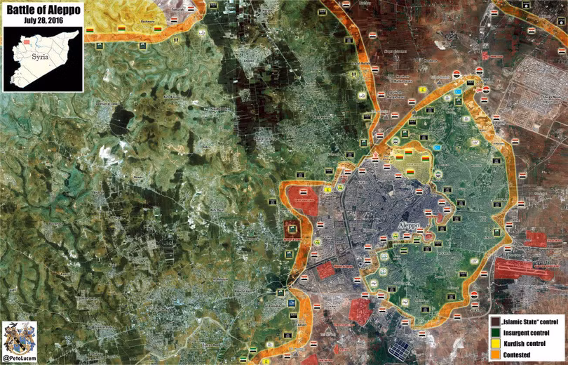 Bản đồ chiến sự thành phố Aleppo ngày 28.07.2016