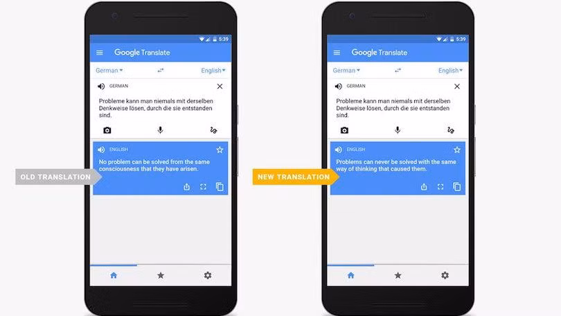 Google Translate mới sẽ dịch đoạn văn mượt mà, tự nhiên hơn. Ảnh: Google Google Translate mới sẽ dịch đoạn văn mượt mà, tự nhiên hơn. Ảnh: Google