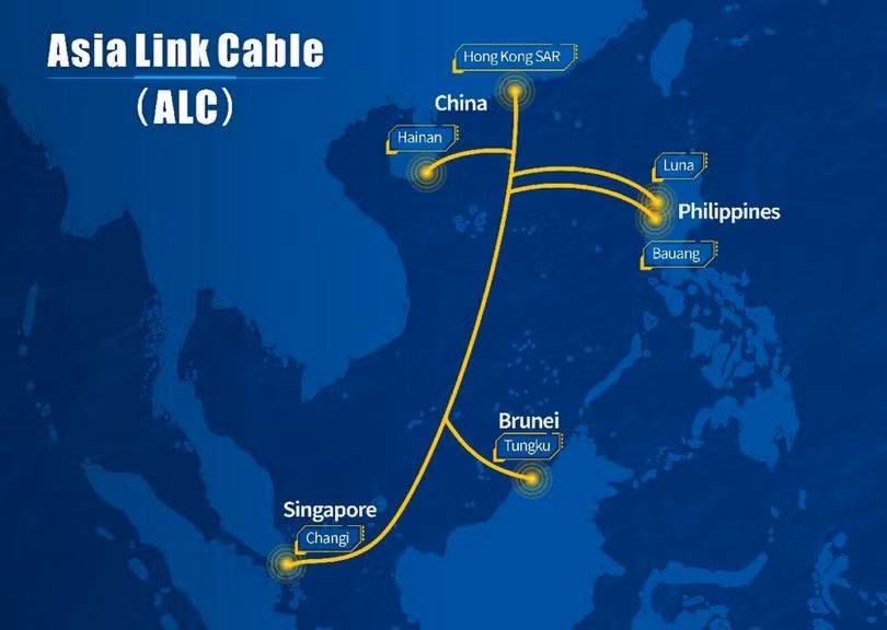 Sơ đồ tuyến cáp ngầm (ALC) dài 6.000 km. Ảnh Singtel Sơ đồ tuyến cáp ngầm (ALC) dài 6.000 km. Ảnh Singtel
