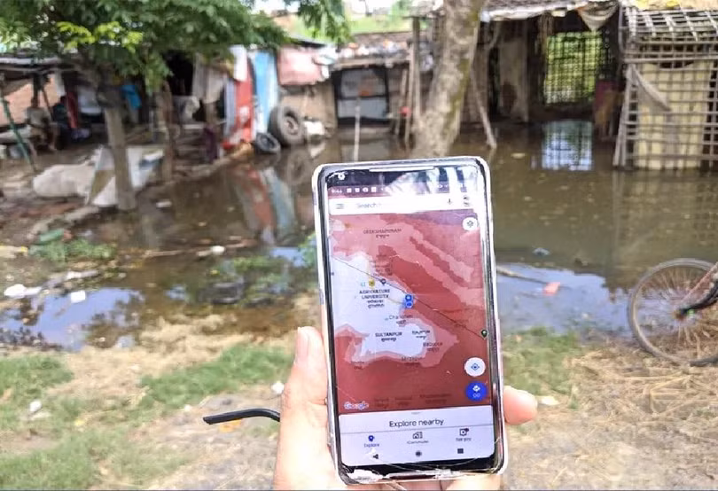 Dịch vụ dự báo lũ lụt của Google đang được sử dụng trên địa hình Ấn Độ. Ảnh: Google