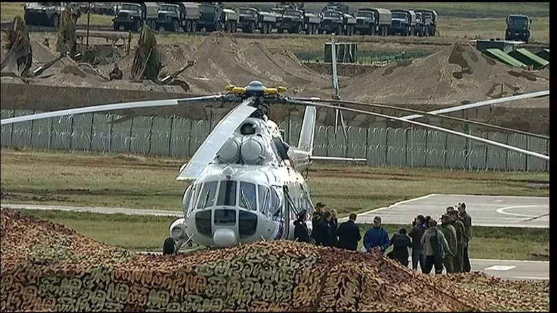 Tổng thống Nga Vladimir Putin tham gia cuộc diễn tập quy mô lớn Vostoc - 2018. Ảnh minh họa video TV Zvezda.