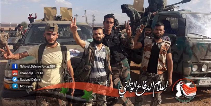 Các lực lượng vũ trang Syria đến từ ngoại ô Damascus. Ảnh lực lượng NDF