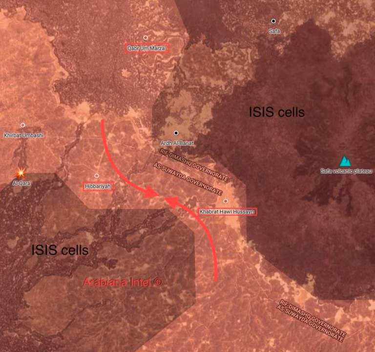 Các đơn vị quân đội Syria bao vây chia cắt IS trên hoang mạc Sweida, giải phóng 650 km2 lãnh thổ hoang mạc của tỉnh. Ảnh South Front Các đơn vị quân đội Syria bao vây chia cắt IS trên hoang mạc Sweida, giải phóng 650 km2 lãnh thổ hoang mạc của tỉnh. Ảnh South Front