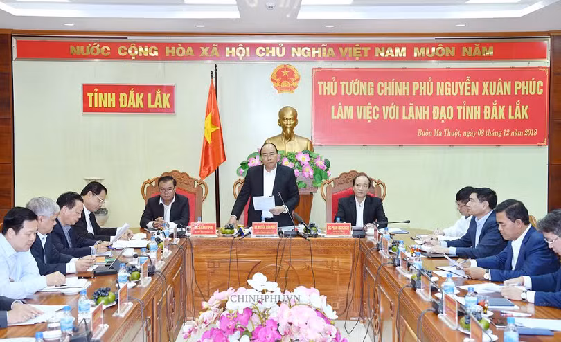 Thủ tướng Chính phủ làm việc với lãnh đạo tỉnh Đắk Lắk (Nguồn: VPCP)