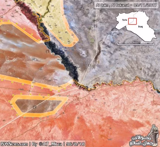 Bản đồ tình hình chiến sự khu vực chiến trường Mayadeen - Albukamal - ảnh South Front