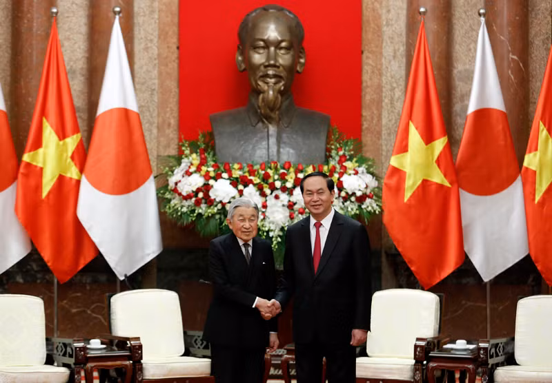 Chủ tịch nước Trần Đại Quang và Nhà vua Nhật Bản Akihito. Ảnh: VGP/Nhật Bắc