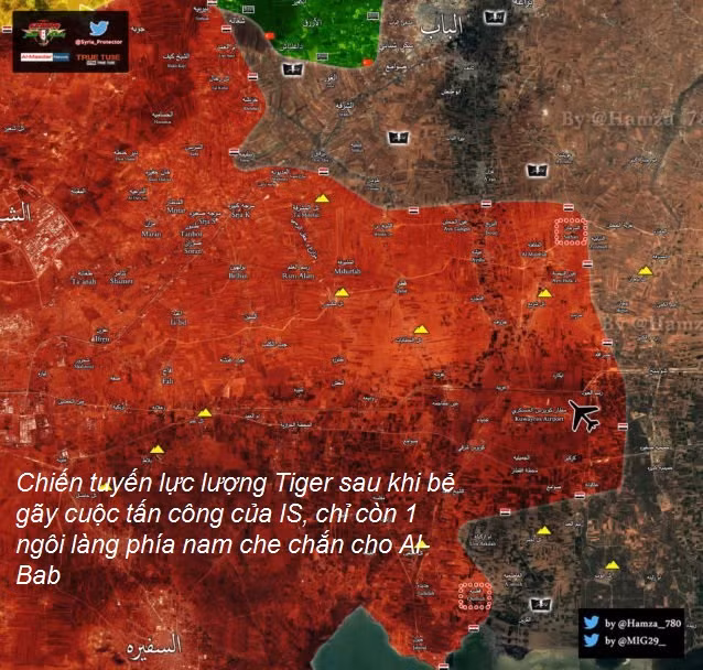 Chiến tuyến lực lưởng Tiger trên chiến trường đông Aleppo đang tiến sát gần Al-Bab