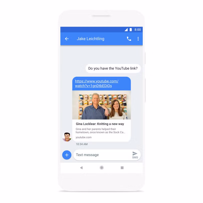 Hình ảnh xem trước ngoại tuyến của liên kết trong cuộc trò chuyện. Ảnh: TheKeyword Hình ảnh xem trước ngoại tuyến của liên kết trong cuộc trò chuyện. Ảnh: TheKeyword