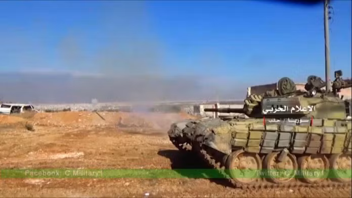 xe tăng quân đội Syria trên chiến trường Aleppo