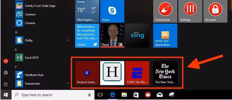 Lưu các trang web vào thanh menu - ảnh bởi Matt Elliott/CNET