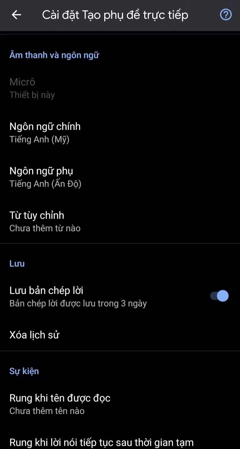Thiết lập các tính năng khác trong phần cài đặt