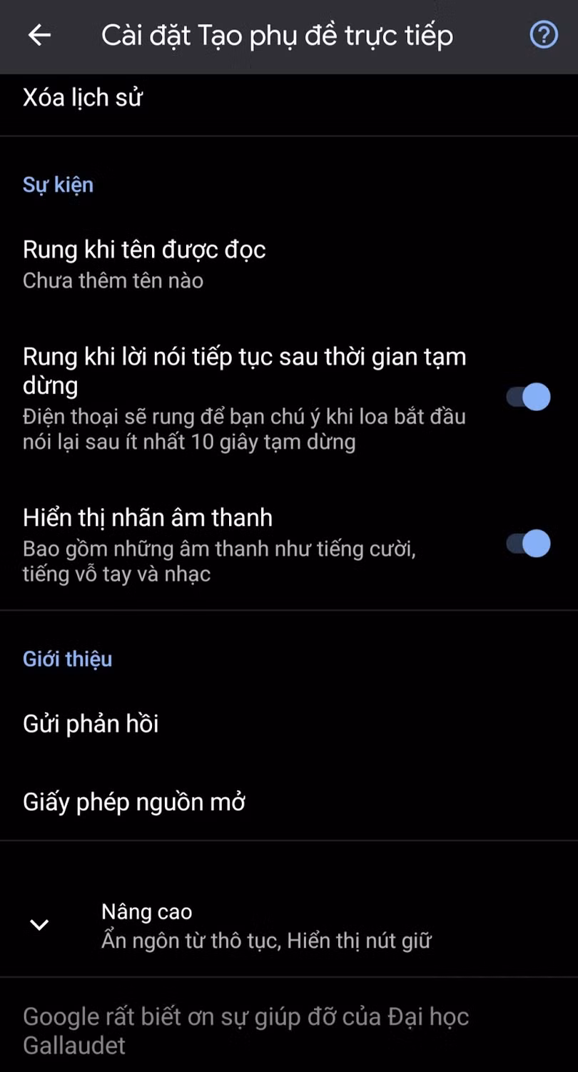 Thiết lập các tính năng khác trong phần cài đặt