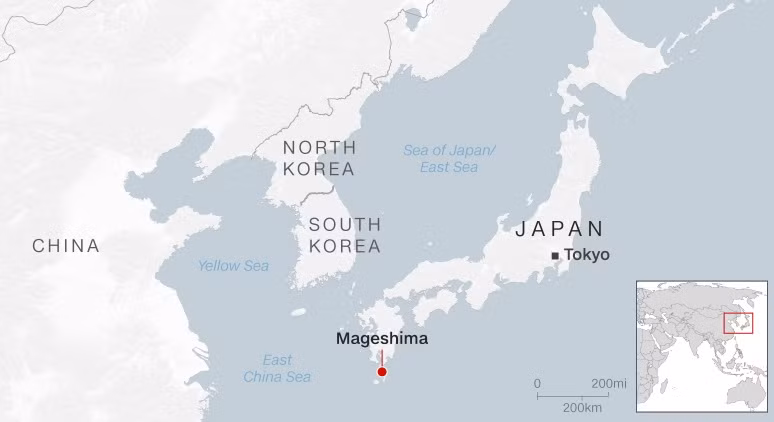 Vị trí của đảo Mageshima trên bản đồ (Ảnh: CNN)