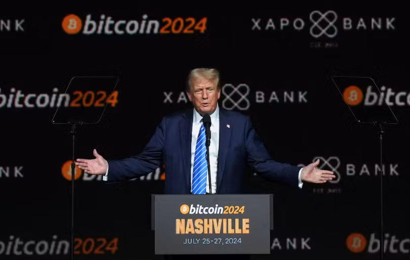 Ông Donald Trump phát biểu tại sự kiện Bitcoin 2024 ở Nashville, Tennessee, Mỹ, ngày 27/7/2024. Ảnh: Reuters.