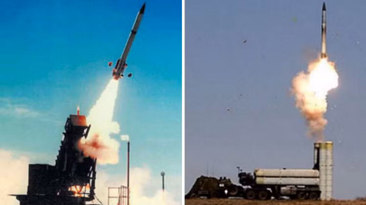 Cảnh phóng tên lửa Patriot (bên trái) và tên lửa phòng không S-300. Ảnh: MW.