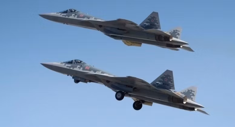 Máy bay chiến đấu Su-57 của Lực lượng Không quân Vũ trụ Nga. Ảnh: MW.